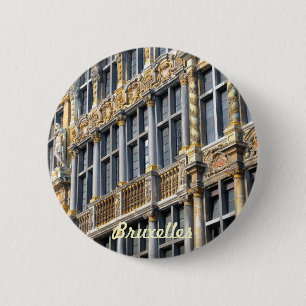 Macaron Rond 5 Cm Architecture médiévale de la Grand place à Bruxell