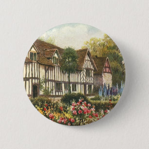 Macaron Rond 5 Cm Architecture vintage Jardin Formel Anglais Cottage
