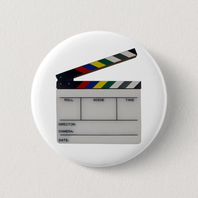 Macaron Rond 5 Cm Ardoise de cinéaste de film de bardeau (Devant)