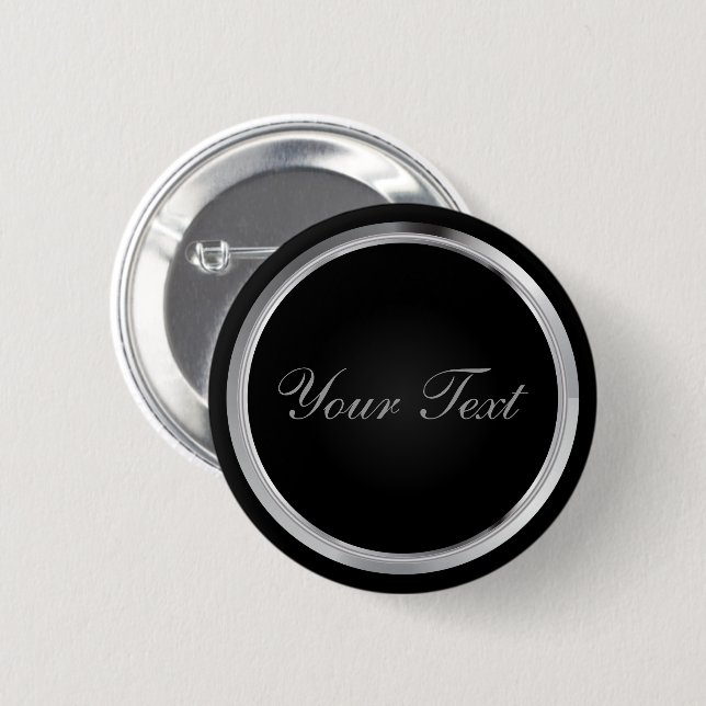 Macaron Rond 5 Cm Argent noir et métallique avec DO-IT-YOURSELF text (Devant & derrière)