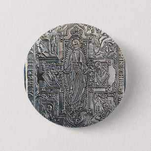 Macaron Rond 5 Cm argenté orthodoxe livre religieux décoration de mé