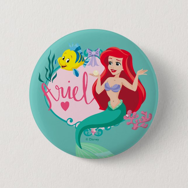 Macaron Rond 5 Cm Ariel avec le nom du flet graphique (Devant)