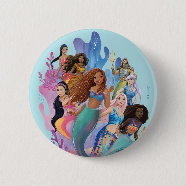 Macaron Rond 5 Cm Ariel et sa famille (Devant)