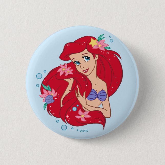 Macaron Rond 5 Cm Ariel Ocean Beauty Bloom (Devant)