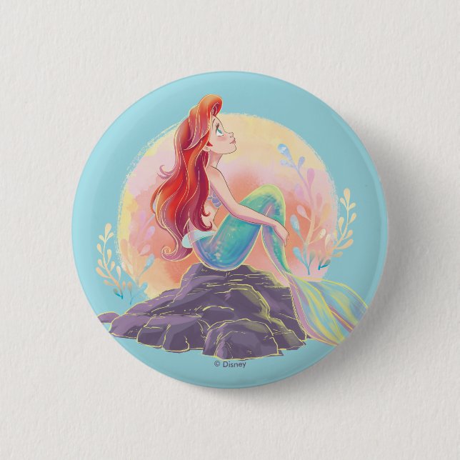 Macaron Rond 5 Cm Ariel rêvé sur les rochers (Devant)