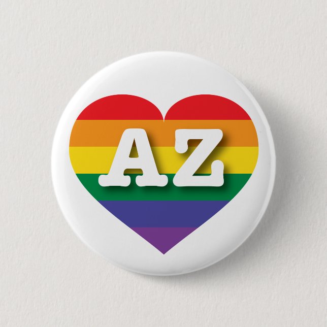 Macaron Rond 5 Cm Arizona Gay pride Rainbow Heart (Devant)