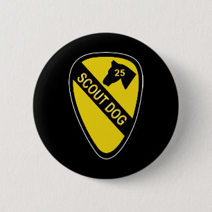 Macaron Rond 5 Cm Armée - 25e Peloton de chiens scout 1re Cav wo Txt