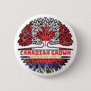 Macaron Rond 5 Cm Arménie Canadian Canada Arbre Roots Flag