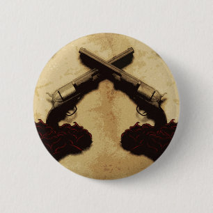 Macaron Rond 5 Cm Armes à feu et roses