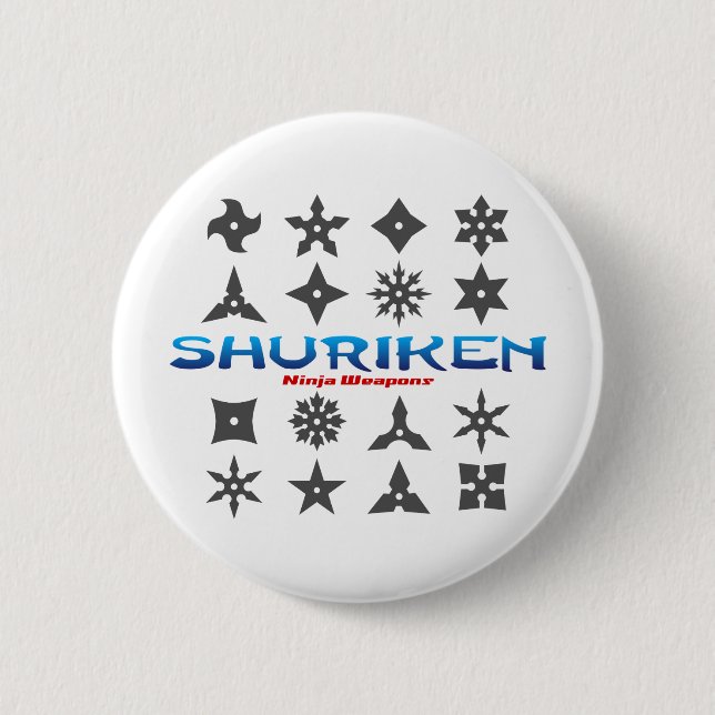 Macaron Rond 5 Cm Armes de Shuriken Ninja (Devant)
