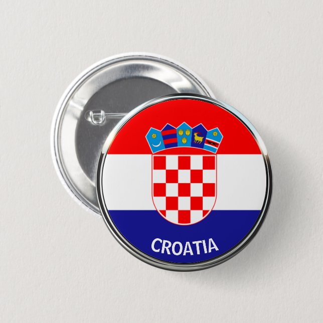 Macaron Rond 5 Cm Armoiries croates, Hrvatski grb (Devant & derrière)