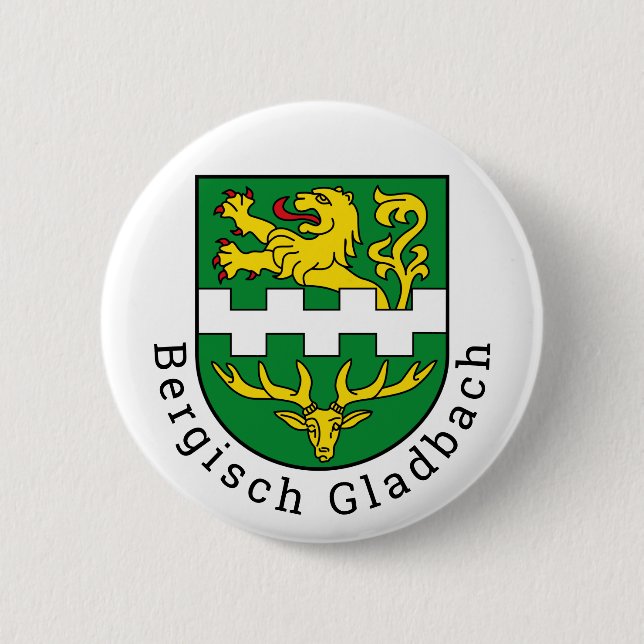 Macaron Rond 5 Cm Armoiries de Bergisch Gladbach, Allemagne (Devant)