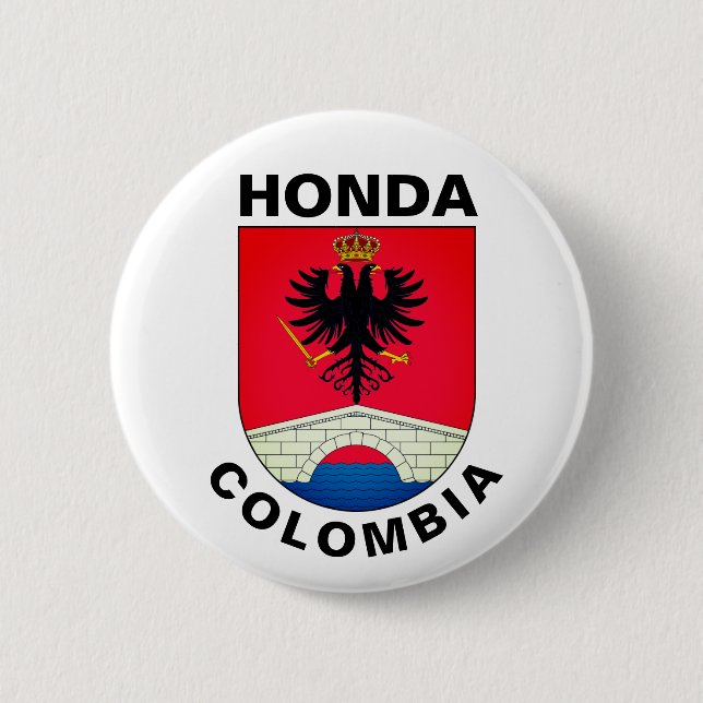 Macaron Rond 5 Cm Armoiries de Honda (Tolima), Colombie (Devant)