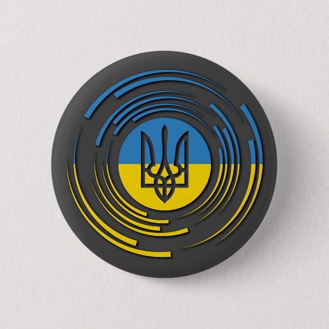 Macaron Rond 5 Cm Armoiries de l'Ukraine Drapeau bleu jaune (Devant)