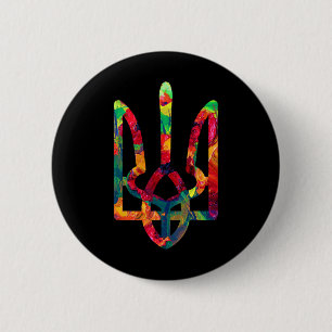 Macaron Rond 5 Cm Armoiries De L'Ukraine En Couleurs Nationales Ukra