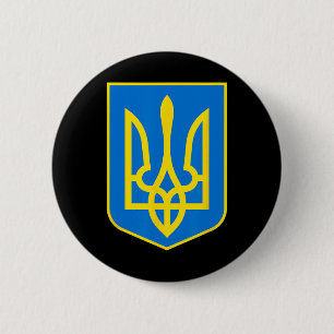 Macaron Rond 5 Cm Armoiries de l'Ukraine - Slava Ukraini 2