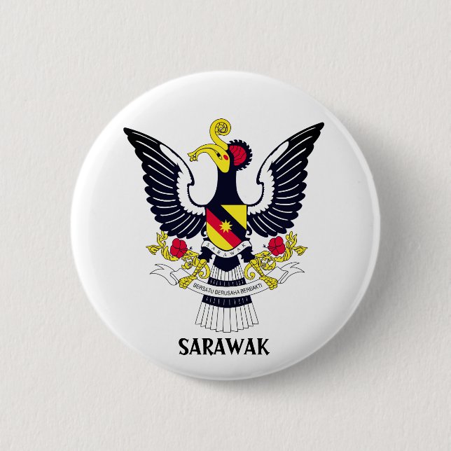 Macaron Rond 5 Cm Armoiries de Sarawak - MALAISIE (Devant)