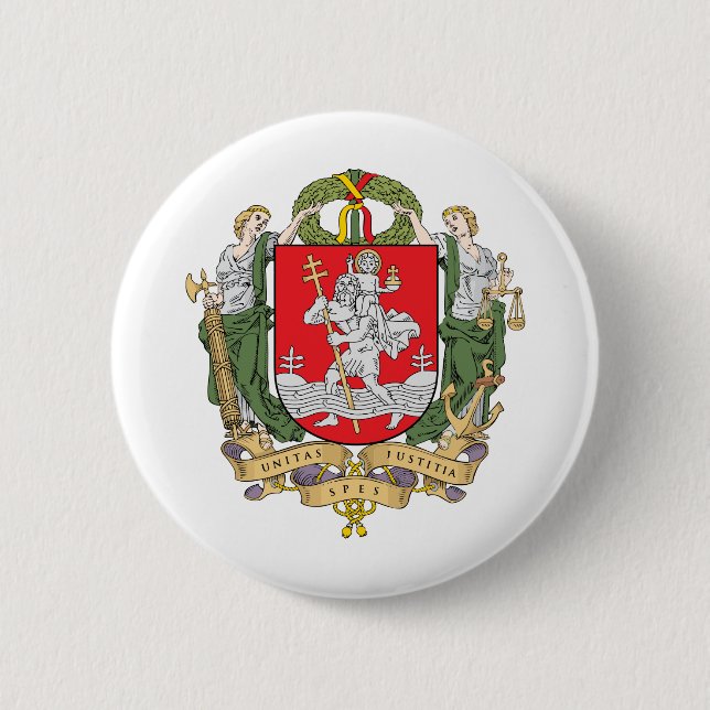Macaron Rond 5 Cm Armoiries de Vilnius, Bouton de Lituanie (Devant)