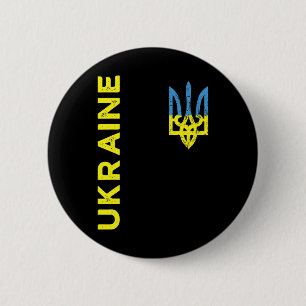 Macaron Rond 5 Cm Armoiries du trident de l'Ukraine Drapeau ukrainie