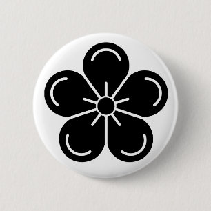 Macaron Rond 5 Cm [Armoiries familiales] Fleur de prunier décorée