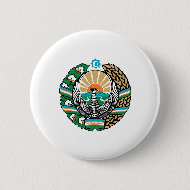Macaron Rond 5 Cm Armoiries ouzbèkes (Devant)