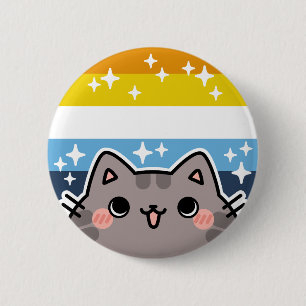 Macaron Rond 5 Cm AroAce LGBT Pride Drapeau Bouton Chat