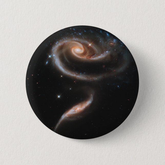 Macaron Rond 5 Cm Arp 273 Galaxies Interagissant En Andromède. (Devant)