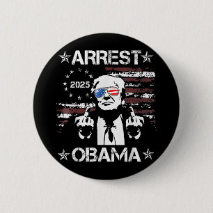 Macaron Rond 5 Cm Arrestation vintage Obama 2025 Chemises Pour Homme
