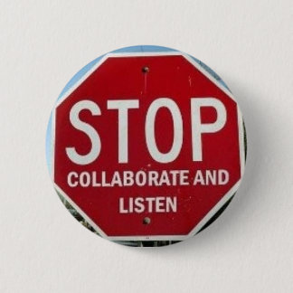 Macaron Rond 5 Cm ARRÊT.  Collaborez et écoutez