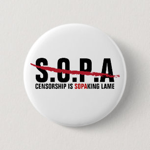 Macaron Rond 5 Cm Arrêt SOPA - La censure est SOPAKING Lame