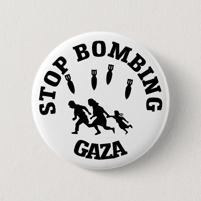 Macaron Rond 5 Cm Arrêtez de bombarder Gaza (Devant)