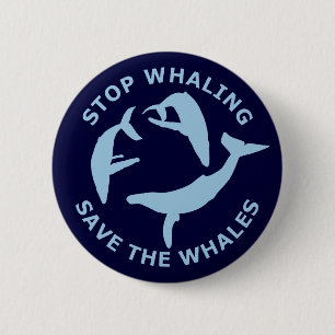 Macaron Rond 5 Cm Arrêtez la pêche à la baleine, sauvez les baleines