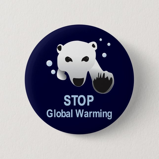 Macaron Rond 5 Cm Arrêtez le bouton de réchauffement climatique (Devant)