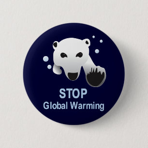 Macaron Rond 5 Cm Arrêtez le bouton de réchauffement climatique