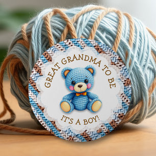 Macaron Rond 5 Cm Arrière-grand-mère Baby shower ours en crochet