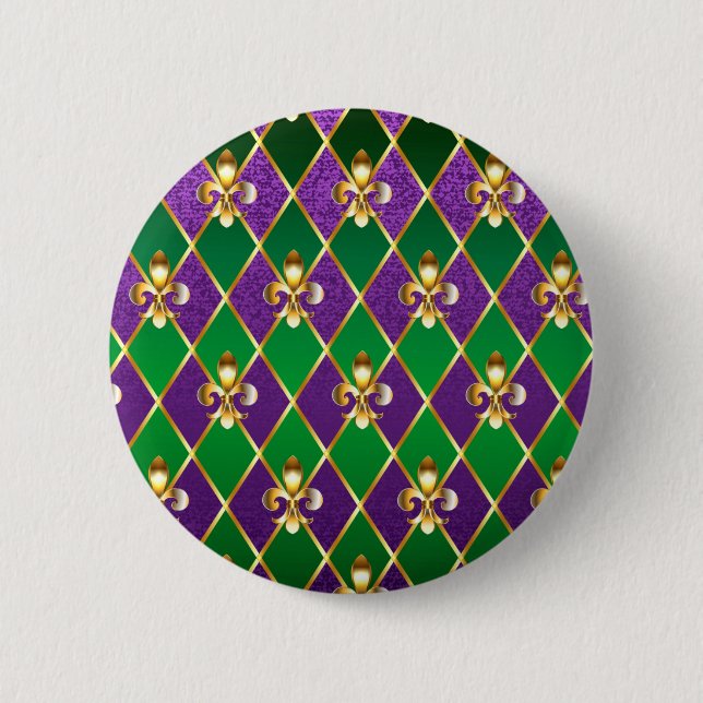 Macaron Rond 5 Cm Arrière - plan de bijoux Mardi Gras (Devant)