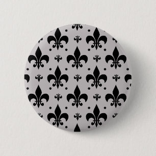 Macaron Rond 5 Cm Arrière - plan gris Fleur-de-lis Motif Design