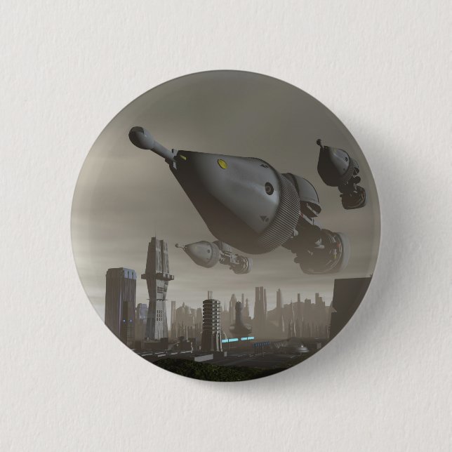Macaron Rond 5 Cm Arrivée de vaisseau spatial géant 2 boutons (Devant)