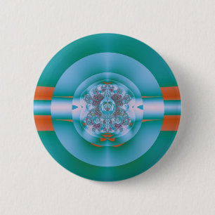 Macaron Rond 5 Cm Art abstrait corail aquatique rétro-futuriste