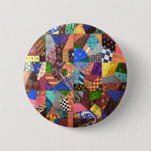 Macaron Rond 5 Cm Art abstrait d'édredon de patchwork d'édredon fol