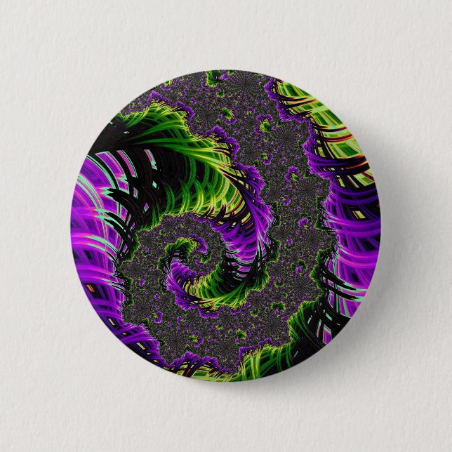 Macaron Rond 5 Cm Art Abstrait Fractal Spirale Psychédélique Éclecti (Devant)