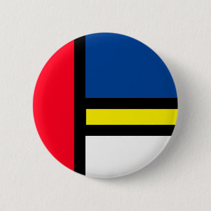 Macaron Rond 5 Cm Art abstrait moderne coloré groovy de style Mondri