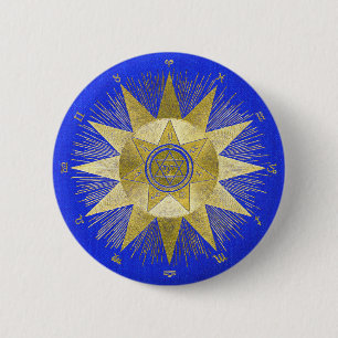 Macaron Rond 5 Cm Art astrologique mystique en forme de soleil éclat