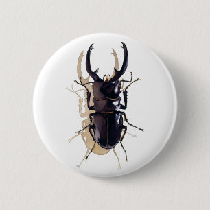 Macaron Rond 5 Cm Art d'aquarelle d'insecte "de scarabée de mâle"