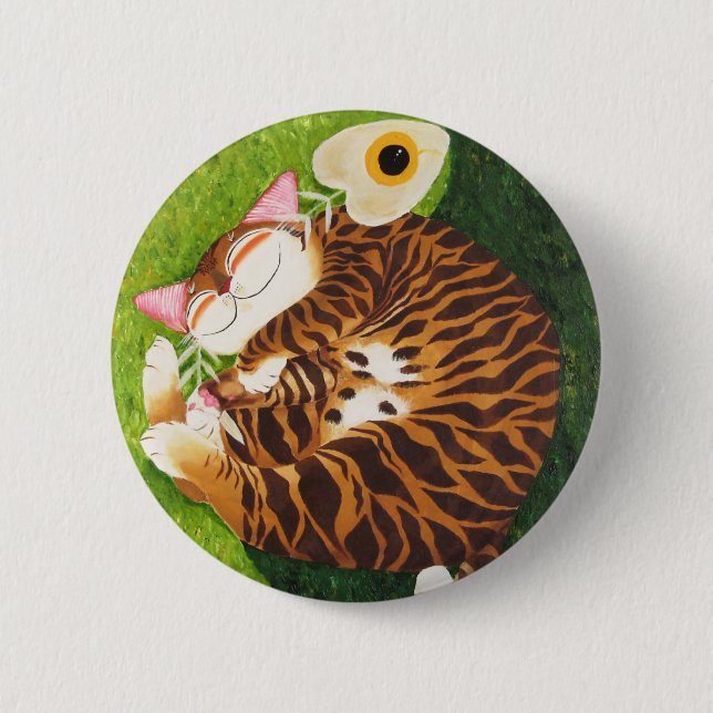 Macaron Rond 5 Cm art de chat - Harmonie parfaite (Devant)