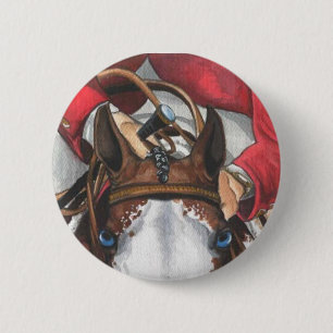 Macaron Rond 5 Cm Art de cheval de SHOWJUMPING d'yeux bleus d'Ol