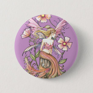 Macaron Rond 5 Cm Art de Fée Fleur Rose