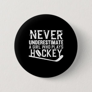Macaron Rond 5 Cm Art de hockey drôle pour filles femmes jouer au ho