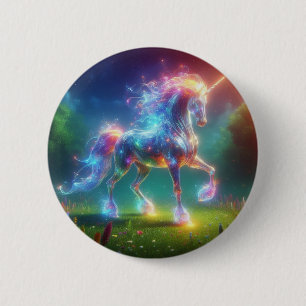 Macaron Rond 5 Cm Art de licorne néon – Arc-en-ciel de cheval de fan