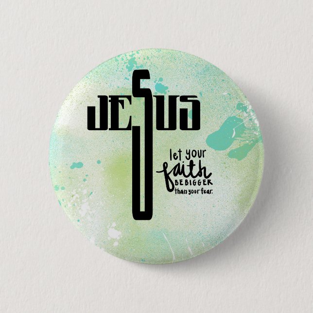 Macaron Rond 5 Cm Art de mot Jésus (Devant)